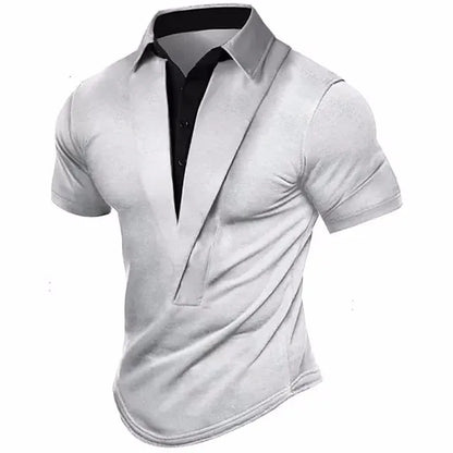 Men's Short - Sleeve T - Shirt for Summer, Retro Henley Neckline Design,  Loose Breathable Versatile Top for Sports and Leisure