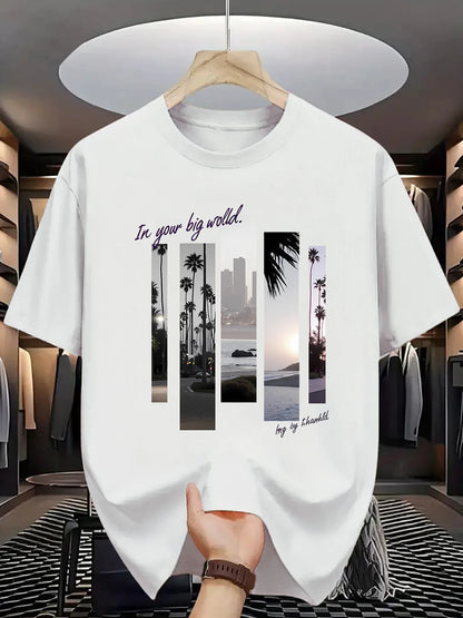 T-SHIRT MANCHES COURTES COL ROND HOMME, 100% COTON