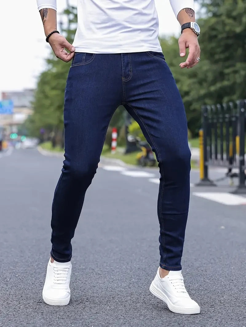 2025 Hommes Classique Avancé crayon Jean Jean Homme Homme Doux Stretch Noir Biker Masculino Denim Pantalon Hommes Solide Pantalon