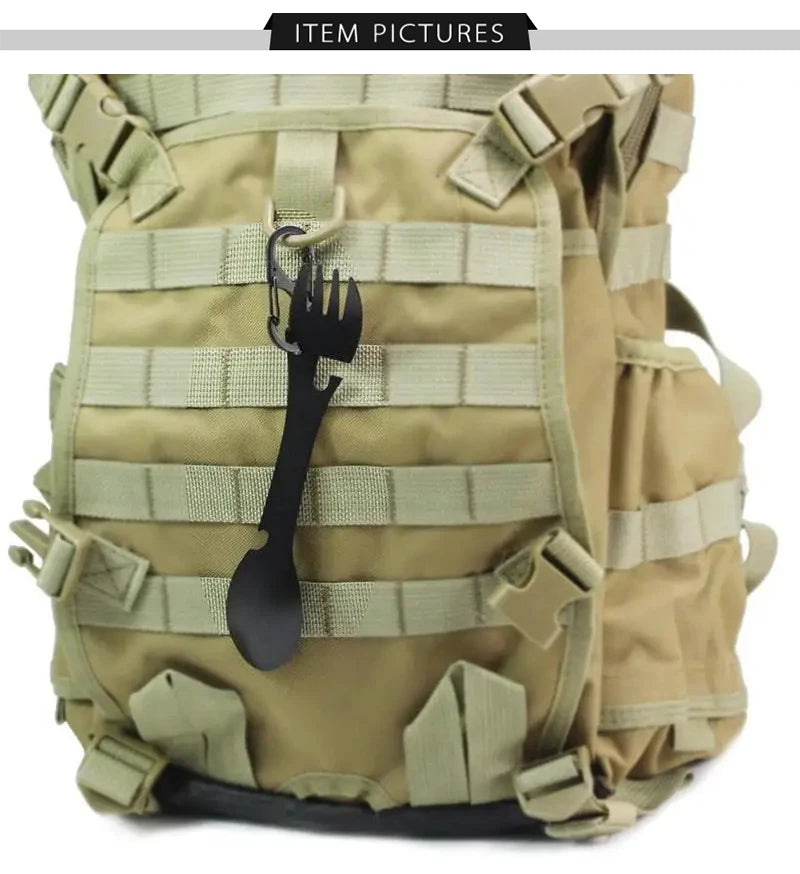 Outils de survie en plein air 5 en 1, Kit EDC multifonctionnel de Camping, fourchette pratique, couteau, cuillère, ouvre-bouteille/boîte - DOGOMET DIGITAL PLUS