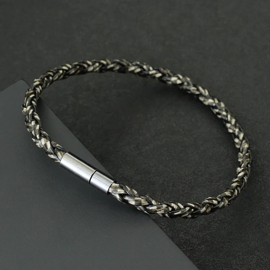 Minimalist PU Leather Rope Bracelet Men Handmade Weaven Detachable Wrap Chain Braslet Leisure Outdoor Cycling Charm Homme Joias