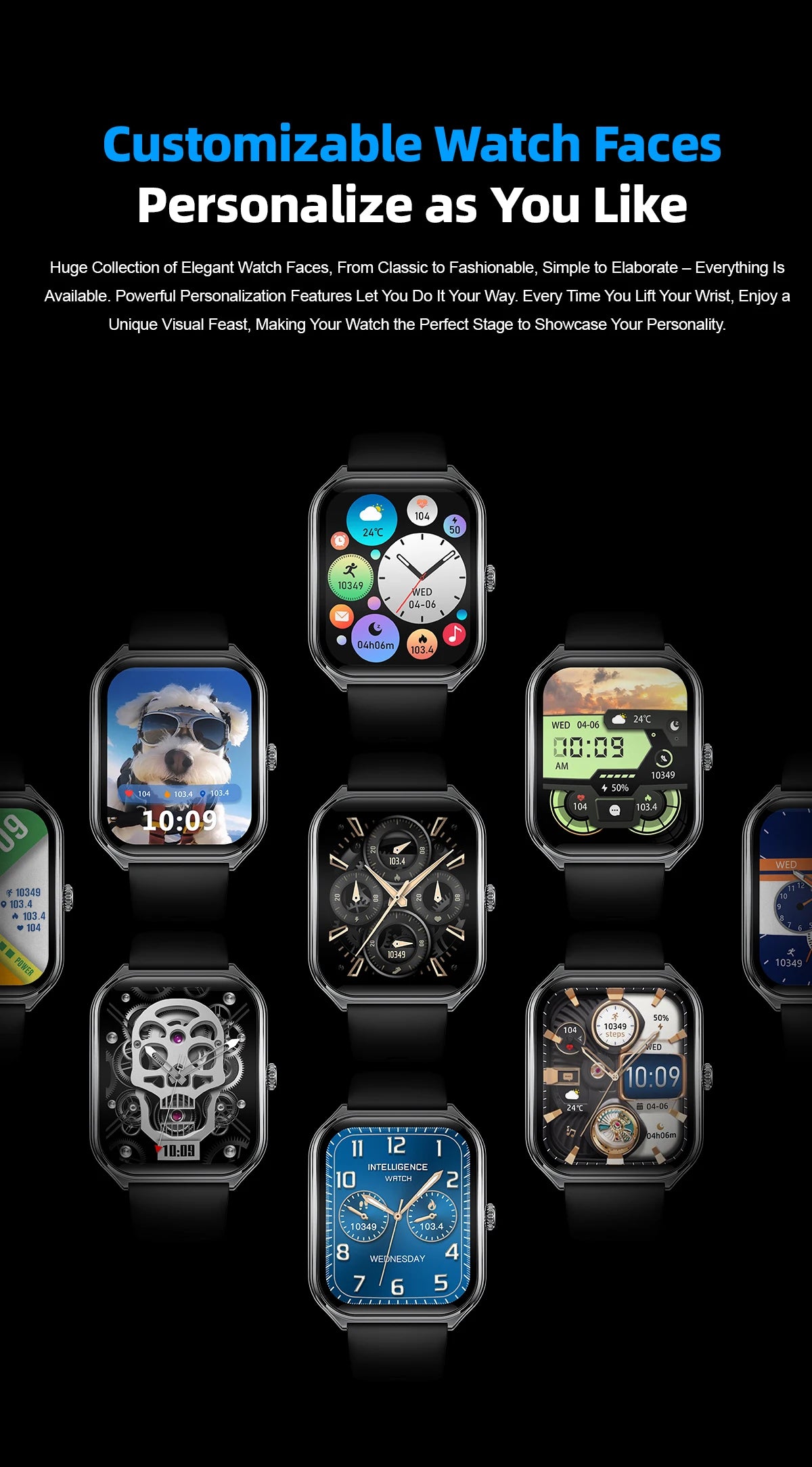 2025 Une nouvelle montre intelligente, montre de sport de 1,96 pouces, étanche IP67, plus de modes sportifs 110, traqueur d'activité physique, montre ultra-mince.