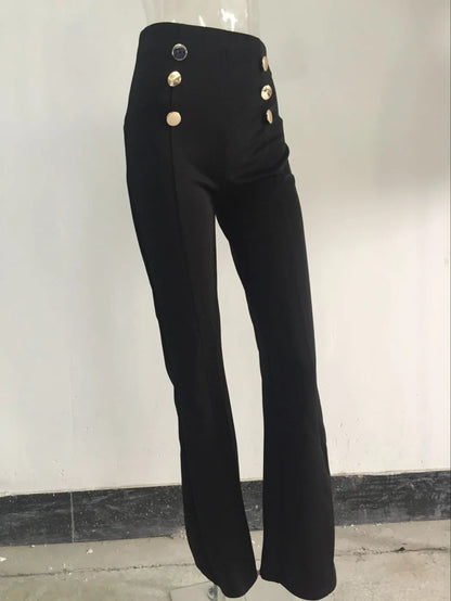 Pantalon audilong décontracté pour femme, chemises et chemisiers slim, pantalons sauvages, vêtements élégants, pantalons à jambe droite boutonnée, dame de bureau