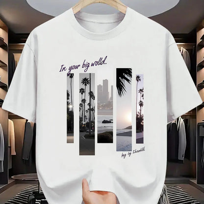 T-SHIRT MANCHES COURTES COL ROND HOMME, 100% COTON