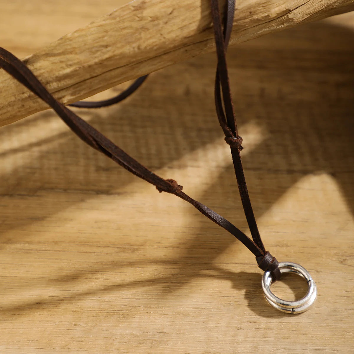 Adjustable Long Rope Chain with Circle Ring Pendant Necklace Men Vintage Jewelry on the Neck Accessories 2023 Fashion Male Gifts