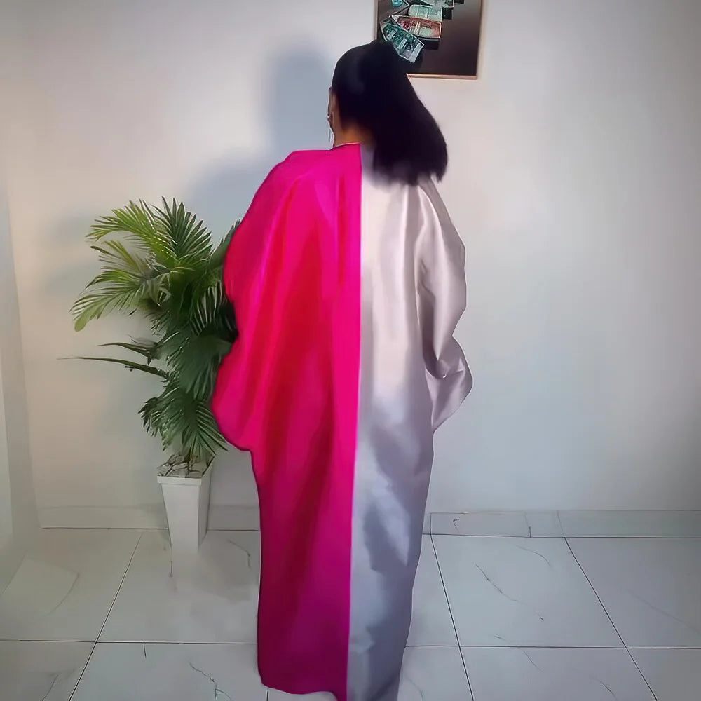 Mode boubou africain femme couleur bloquant robe africaine broderie décoration afrique vêtements