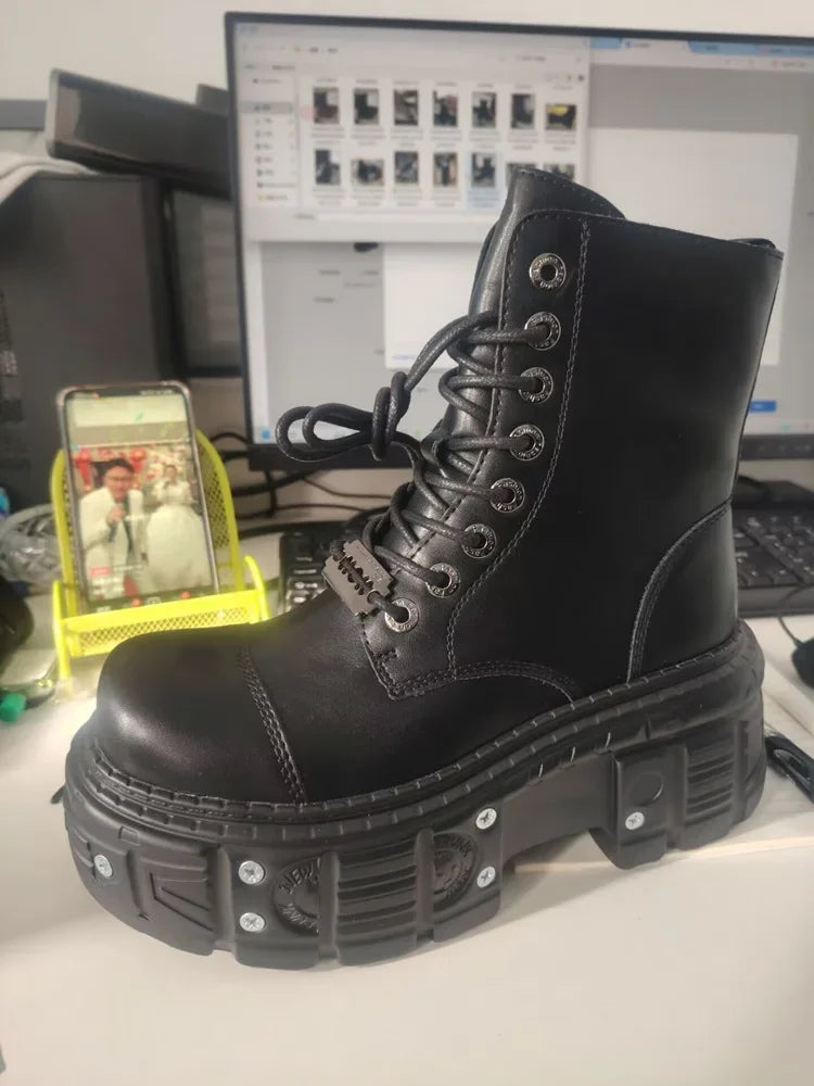 Cuir rehaussé 10 cm à semelles épaisses hommes haut de gamme Style britannique 2025 nouvelles bottes pour hommes à la mode - DOGOMET DIGITAL PLUS