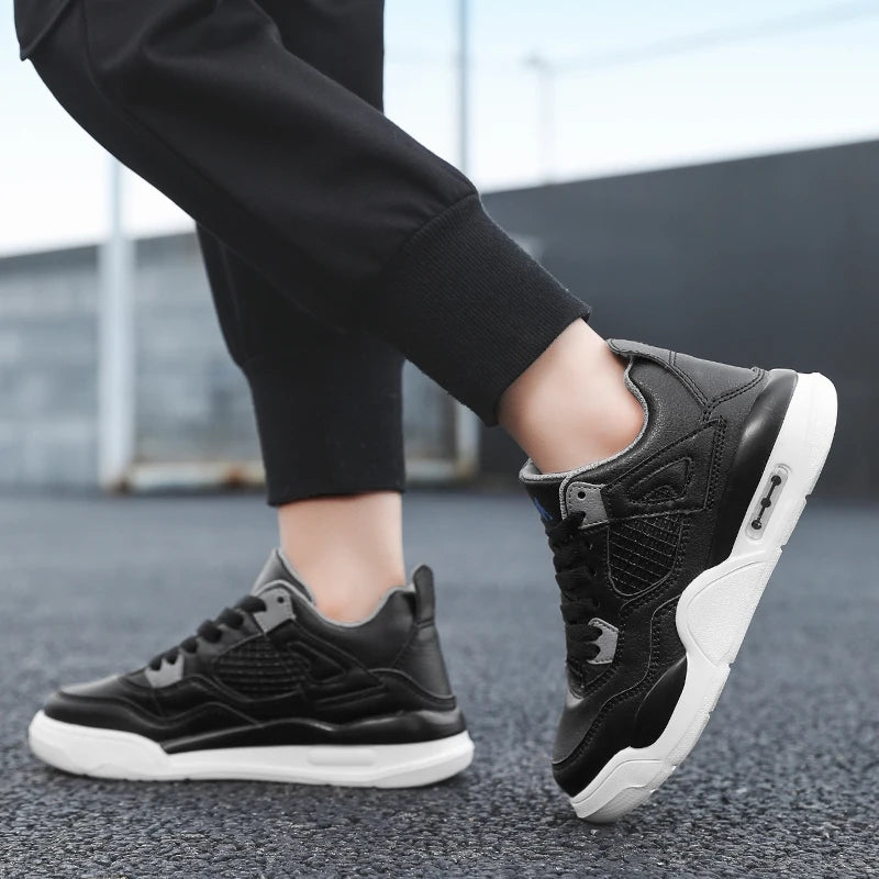 Baskets de basket-ball en cuir à lacets pour enfants, chaussures de skate plates décontractées, tennis pour enfants, qualité, mode, filles, garçons