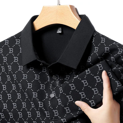 2025 Summer New Men's Business Print Short Sleeved POLO Shirt Comfortable and Cool Casual Fashion T-shirt