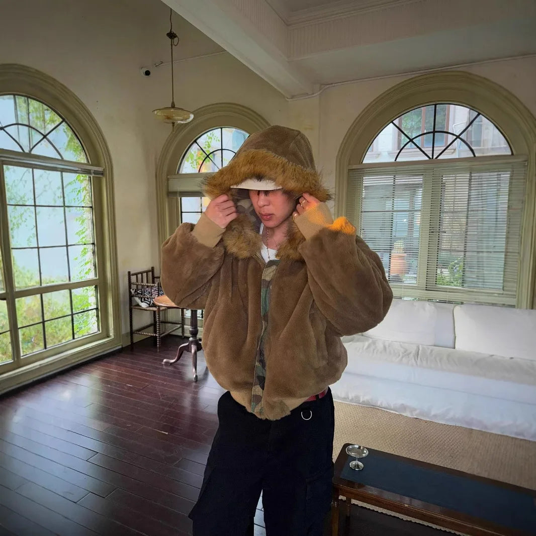 Manteau d'hiver chaud pour hommes, veste de Camouflage Double face, Parka en coton épais avec col en fourrure, Trench-Coat de Style militaire en plein air - DOGOMET DIGITAL PLUS