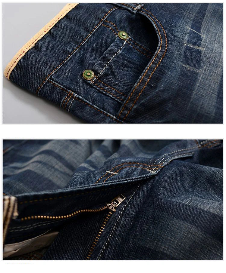 2025 nouveaux hommes Jean printemps automne droit pantalons à la mode décontracté Denim pantalon hommes classique mince Stretch Jean mode