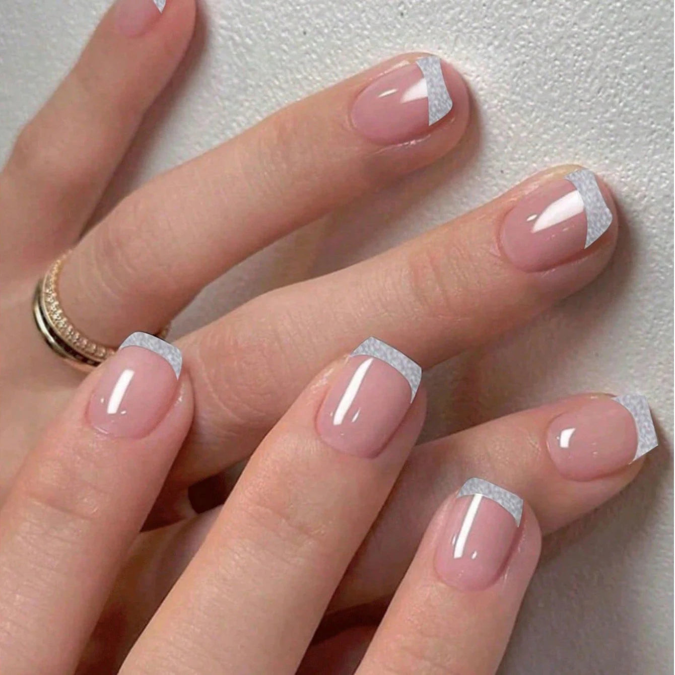 24 pièces/ensemble faux ongles carrés courts pour femmes mignon mariée coeur blanc français conseils faux ongles y2k presse sur faux ongles fournitures