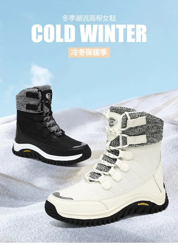 Bottes de neige imperméables à plateforme épaisse pour femmes, bottes de compétitivité, chaussures chaudes non ald, extérieur, décontracté, grande taille,-40 ℃, hiver