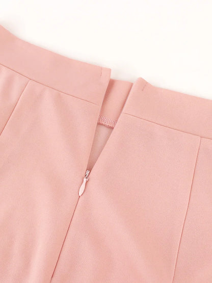 Women's Mermaid Skirt High Waist Pink Flared Trumpet Fishtail Sheath Elegant Ruffles Party Event Elastic Classy