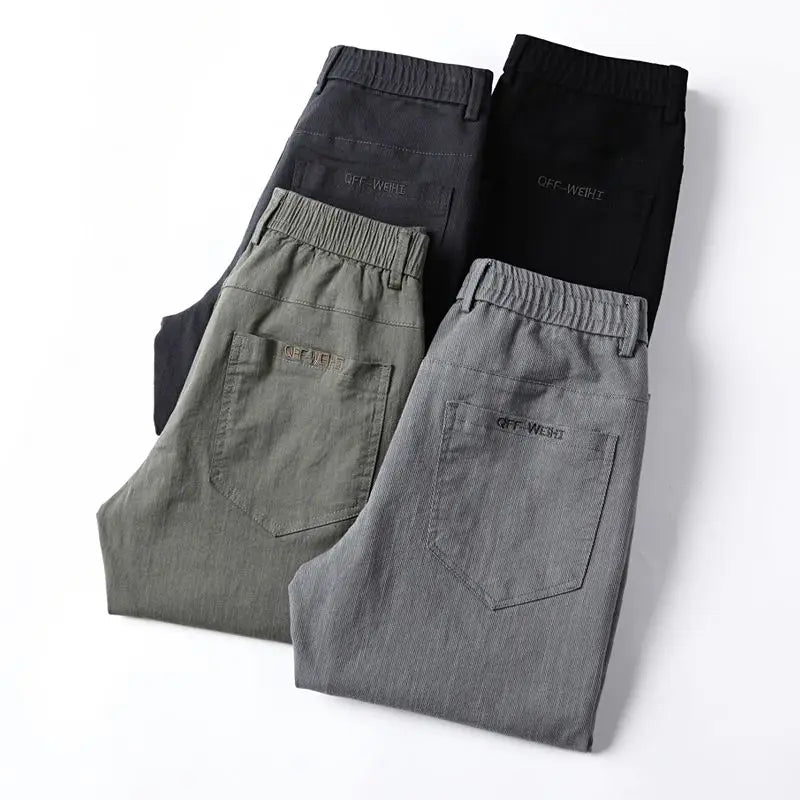Fashion Men Casual Straight Tailored Trousers Male Jean Like Pants Comfortable Light Gray Dark Grey Trousers