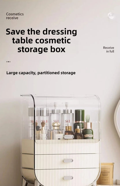 Internet celebrity cosmetics storage box, household box, desktop transparent dustproof cabinet, dressing table, skincare shelf