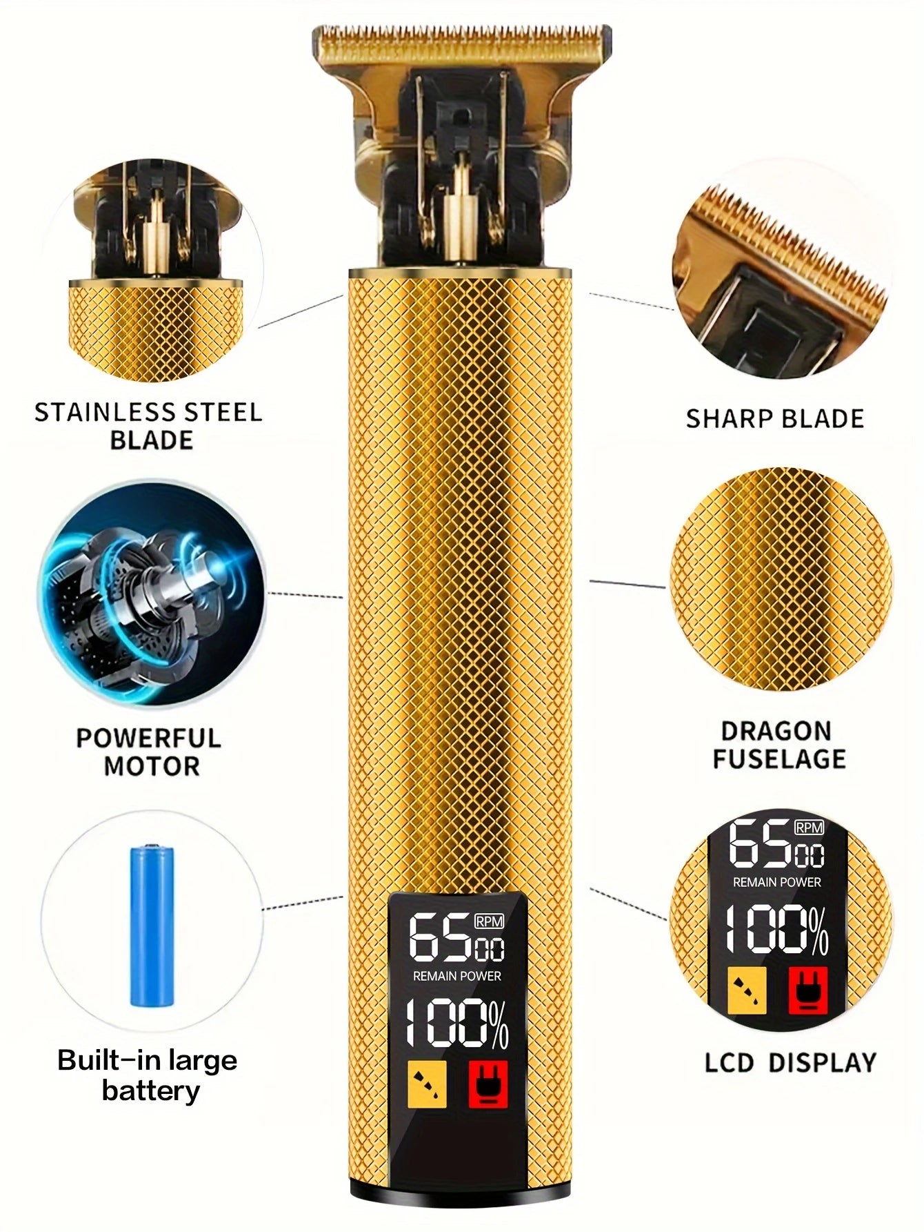 Kit de tondeuses à cheveux et tondeuses vintage professionnelles, ensemble de coupe de cheveux et de toilettage sans fil rechargeables pour hommes, tondeuse à barbe avec - DOGOMET DIGITAL PLUS