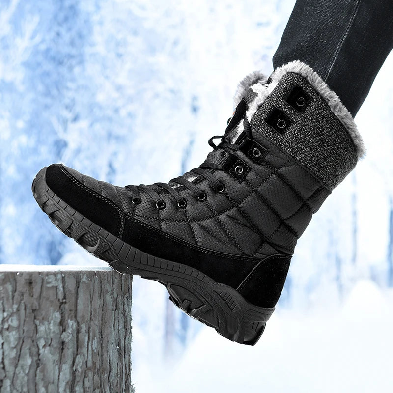 Bottes de neige rembourrées en velours pour hommes, bottes d'alpinisme en plein air, chaussures de randonnée chaudes, haut, tendance, hiver, nouveau, 2023