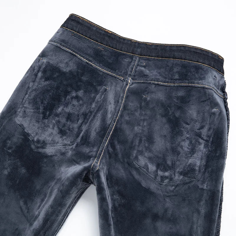 28-40 grande taille hiver hommes en peluche épais polaire pantalon laine d'agneau thermique jean pantalons décontractés coupe-vent chaud coton Denim pantalon