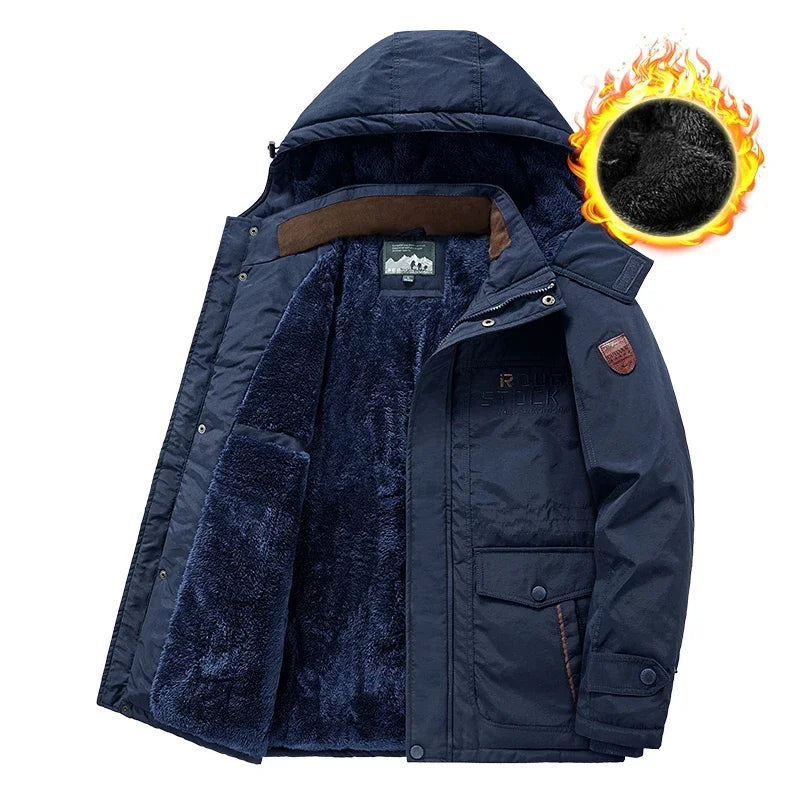 Parka Thermique Épaisse et Chaude pour Homme, Manteau Décontracté à Fermeture Éclair, avec Doublure Souriante, Coupe-Vent, Vêtement d'Extérieur, Hiver - DOGOMET DIGITAL PLUS