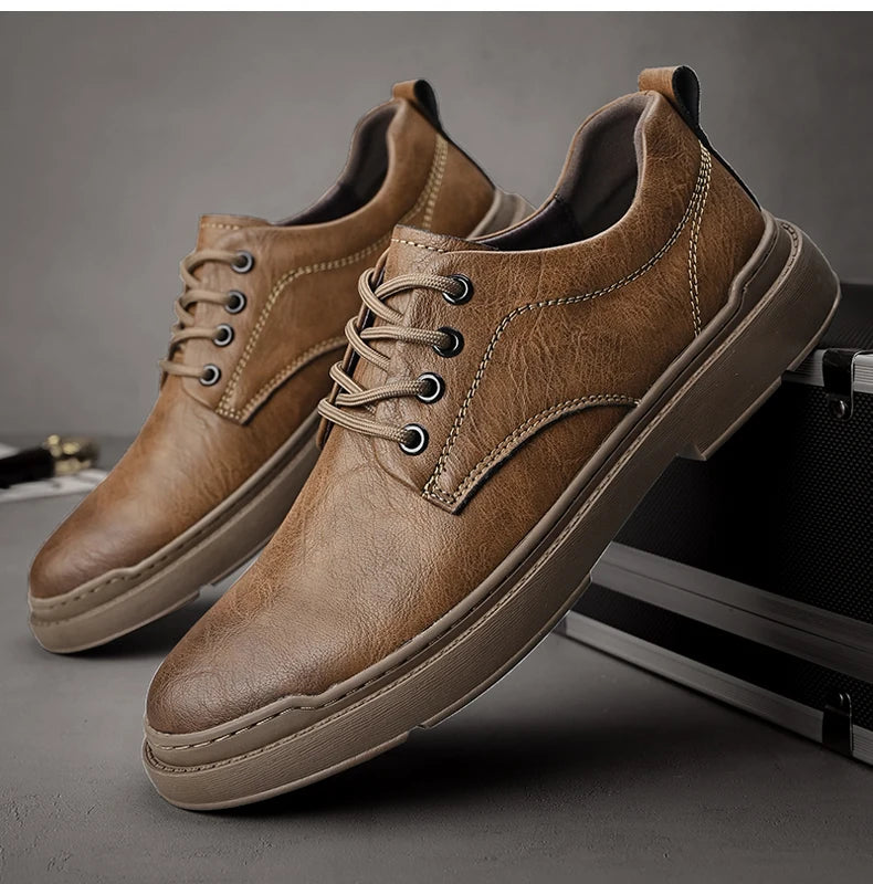 Printemps automne décontracté hommes rétro chaussures en Cuir 2023 mode Style britannique anti-dérapant Chaussure Homme Cuir marque de luxe concepteur