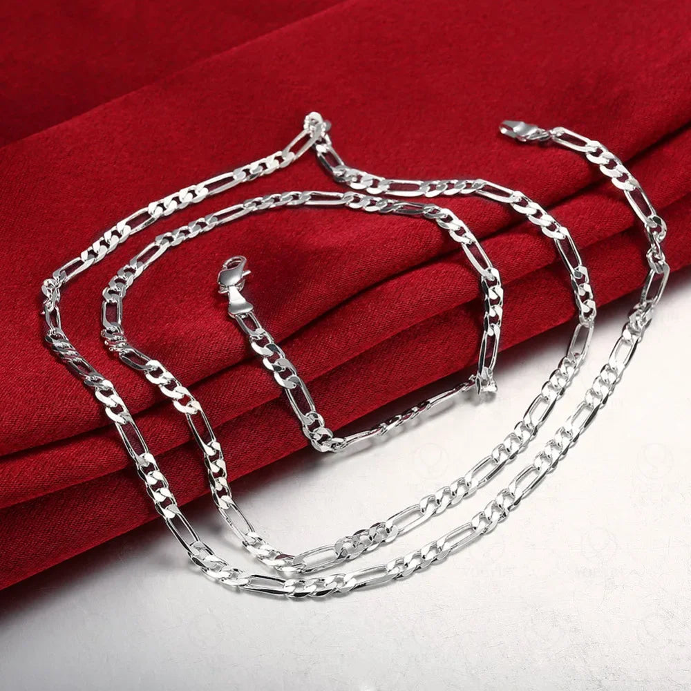 40-75cm 925 Silver 4mm Figaro Chain Necklace For Women Men Long Necklace Hip Hop Jewelry Gift - DOGOMET DIGITAL PLUS