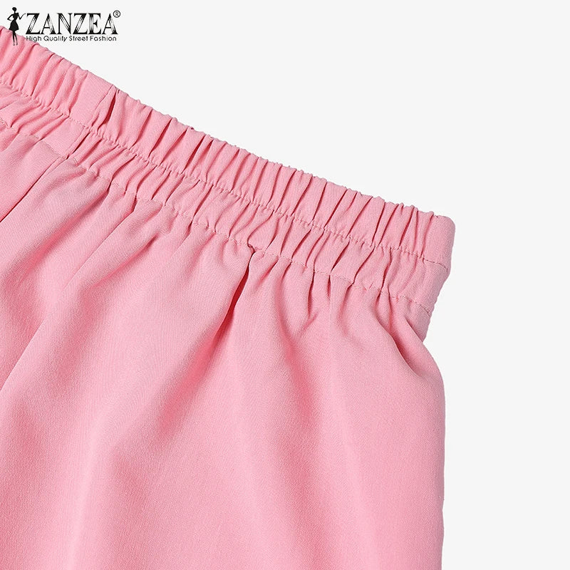 ZANZEA élégant a-ligne Jupes plissées femmes mode taille haute Patchwork Midi Faldas Mujer bureau déplacements solide Jupes Femme