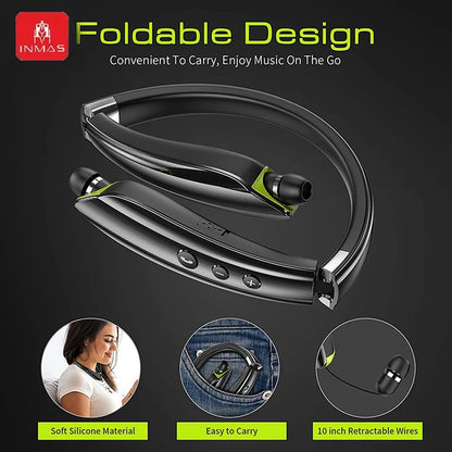 INMAS SX-991True Wireless Foldable Earbuds Bluetooth Neckband Headset Hifi Stereo Earphones Noise Cancelling Headphones With Mic - DOGOMET DIGITAL PLUS