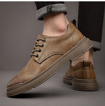 Printemps automne décontracté hommes rétro chaussures en Cuir 2023 mode Style britannique anti-dérapant Chaussure Homme Cuir marque de luxe concepteur