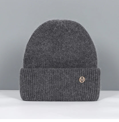 Bonnet en Fourrure de Lapin pour Femme, en Laine Solide, Doux, en Cachemire, Collection Automne Hiver