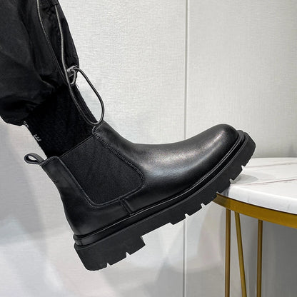 StephanBoots-Chaussures à plateforme noires pour hommes, Bottes de rinçage à la mode, Slip on, Nouveau, Automne, Hiver, 2022 - DOGOMET DIGITAL PLUS