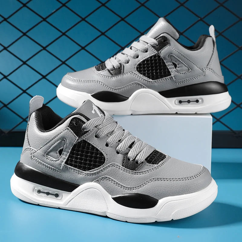 Baskets de basket-ball en cuir à lacets pour enfants, chaussures de skate plates décontractées, tennis pour enfants, qualité, mode, filles, garçons