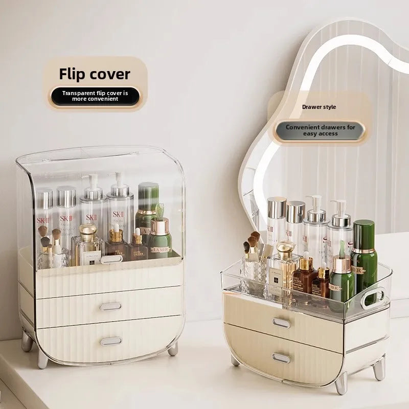 Internet celebrity cosmetics storage box, household box, desktop transparent dustproof cabinet, dressing table, skincare shelf