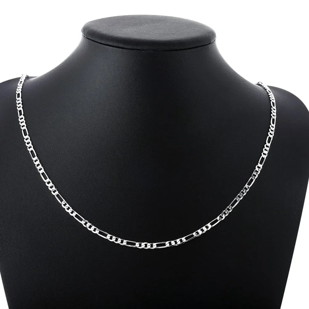40-75cm 925 Silver 4mm Figaro Chain Necklace For Women Men Long Necklace Hip Hop Jewelry Gift - DOGOMET DIGITAL PLUS