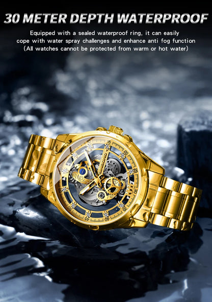 UTHAI-Montre à quartz en acier inoxydable pour homme, évider, étanche, métal, authentique, luxe, carillon, Shoous, V006, nouveau, 2024