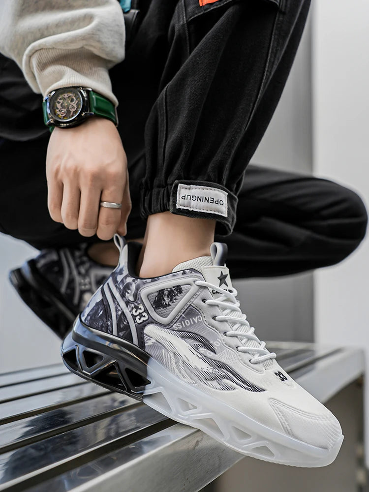 Chaussures de basket-ball à la mode et tendance pour hommes, avec une forte capacité de saut, chaussures de sport décontractées antidérapantes et résistantes à l'usure