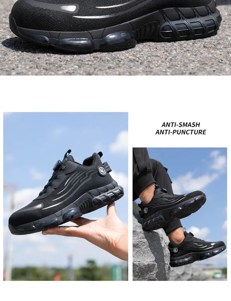 Men's Safety Work Shoes Anti-Tailor Wear-Resistant Steel Toe Boots Durable Sports Footwear for Construction Industry Workers