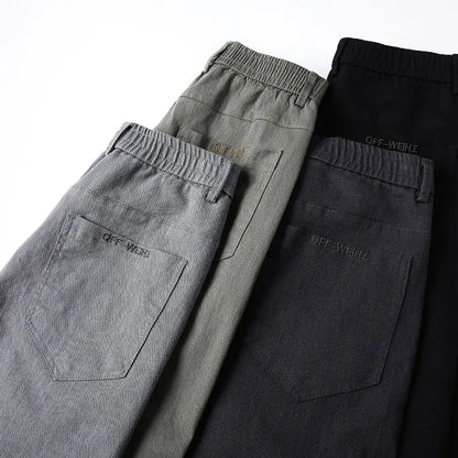 Fashion Men Casual Straight Tailored Trousers Male Jean Like Pants Comfortable Light Gray Dark Grey Trousers