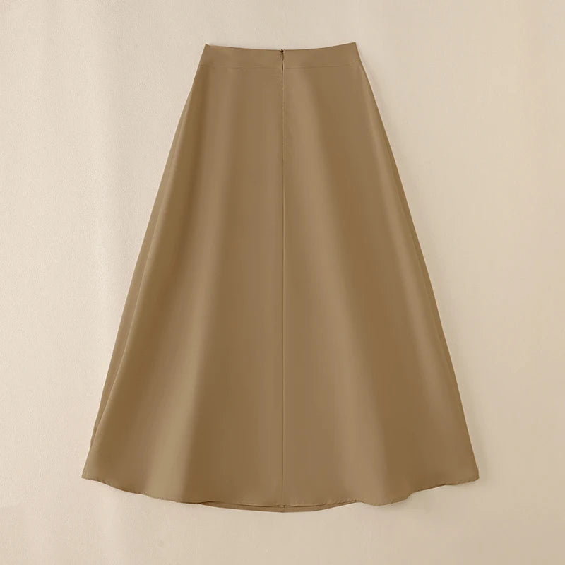 ZANZEA-Jupe mi-longue évangélique élégante taille haute pour femmes, jupes trapèze pour femmes, bureau, dame, document solide, fête, mode, 2025