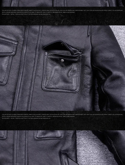 Veste de moto en cuir véritable pour hommes, manteau de fourrure, cuir naturel, chaud, hiver, zones me, SGG1109