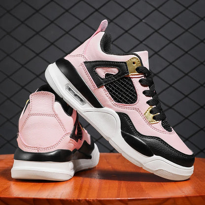 Baskets de basket-ball en cuir à lacets pour enfants, chaussures de skate plates décontractées, tennis pour enfants, qualité, mode, filles, garçons