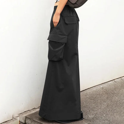 ZANZEA-Jupe Cargo adt pour Femme, Vintage, Élégante, Maxi, Bureau, Grandes Poches, Taille artificiel astique, Streetwear, Automne, 2023