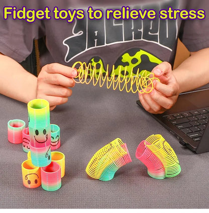 Rainbow Magic Springs Circle Toys Kids' Birthday Party Favors Friends Giveaway Small Gifts Pinata Fillers Flexible Funny Toy