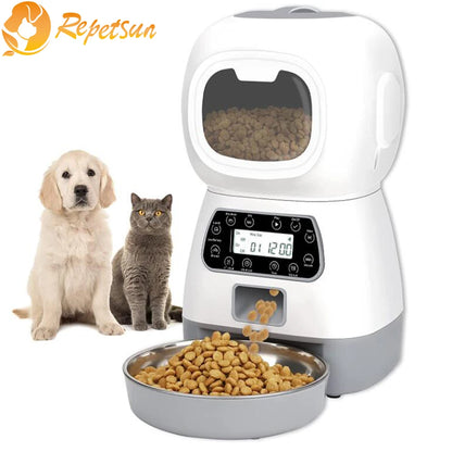 Mangeoire automatique intelligente pour animaux de compagnie, bol en acier inoxydable, distributeur automatique de nourriture, fournitures d'alimentation pour chats et chiens, minuterie, 3,5 L