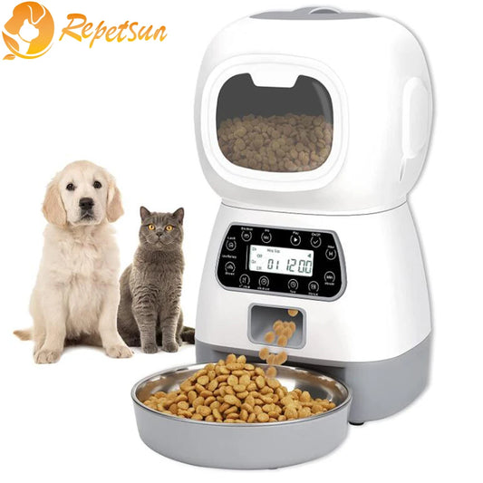 Mangeoire automatique intelligente pour animaux de compagnie, bol en acier inoxydable, distributeur automatique de nourriture, fournitures d'alimentation pour chats et chiens, minuterie, 3,5 L