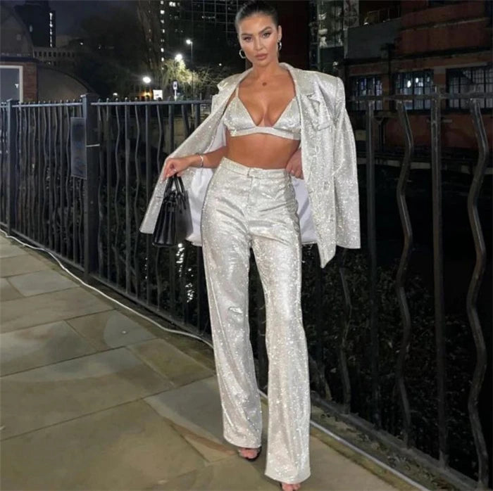 Women's Suiting  Pants Set Faionable Workwear Ensemble Spring  Collection 3% - 50% Conent Content