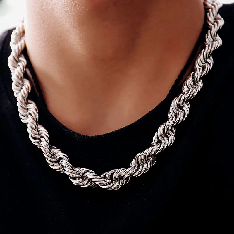 Provence S925 Man's Rope Chain Twisted Chain for Women 18/20/22/24 Inch Sterling Silver Necklace for Man Mini Choker Necklace