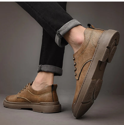 Printemps automne décontracté hommes rétro chaussures en Cuir 2023 mode Style britannique anti-dérapant Chaussure Homme Cuir marque de luxe concepteur