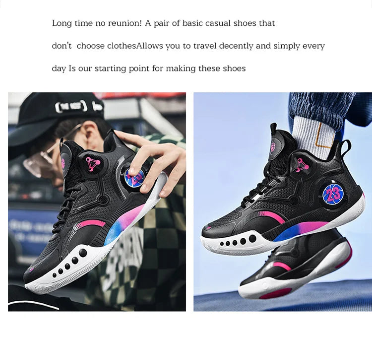 Nouvelles chaussures de basket-ball montantes chaussures de sport confortables et respirantes pour hommes et femmes athlètes d'entraînement chaussures d'étudiant décontractées