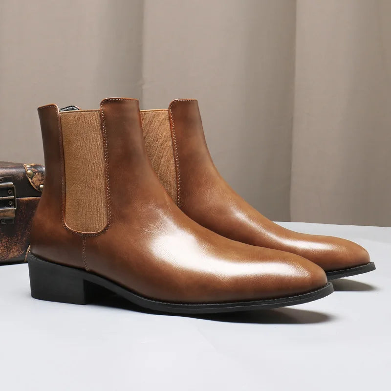 StephanBoots-Bottes courtes en cuir pour hommes, bottes de rinçage, chaussures décontractées montantes